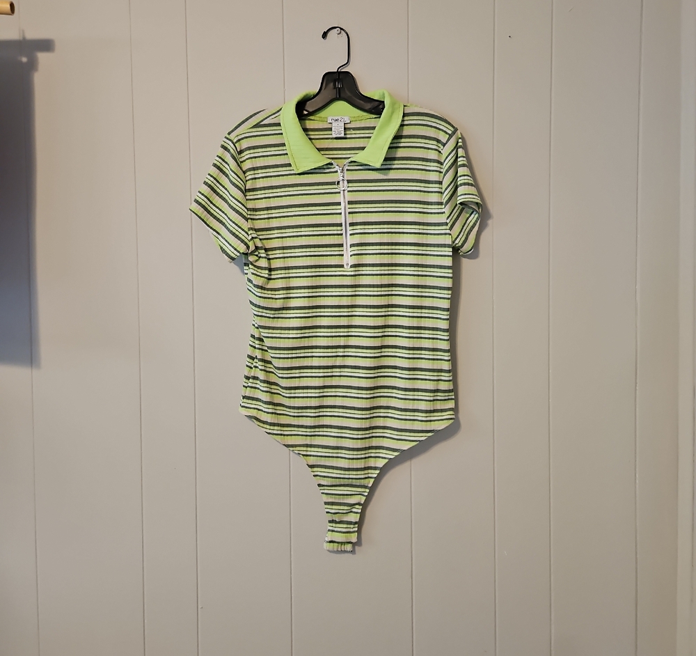 Rue21 Lime and Black Striped Kids Bodysuit